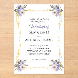 Gold Geometric Rustic Purple Floral Wedding  Acryleinladungen