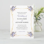 Gold Geometric Rustic Purple Floral Wedding  Einladung (Stehend Vorderseite)