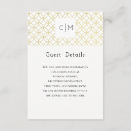 Gold Geometric Wedding Guest Details Card Begleitkarte