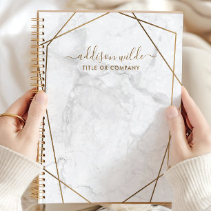 Gold Geometrisch Weißer Marmor Abstract Business Planer