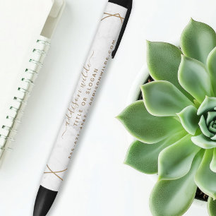 Gold Geometrischer Weißer Marmor Abstrakt Business Kugelschreiber