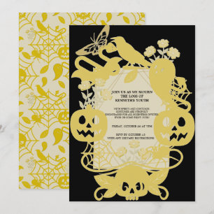 Gold geometrisches Halloween-Geburtstags-Outfit lu Feiertagskarte