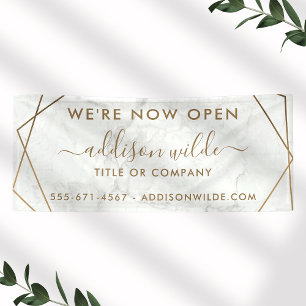 Gold Geometrisches Weißes Marmor Abstract Business Banner