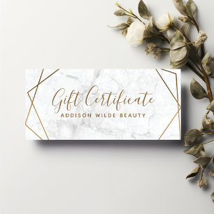 Gold geometrisches weißes Marmor-Geschenkzertifika