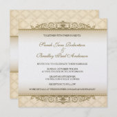 Gold gequiltete Print Baroque Wedding Einladungen (Vorne/Hinten)