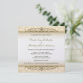 Gold gequiltete Print Baroque Wedding Einladungen (Stehend Vorderseite)