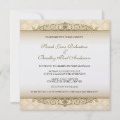 Gold gequiltete Print Baroque Wedding Einladungen (Vorderseite)