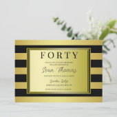 Gold Gerahmt 40. Geburtstag Einladung (Stehend Vorderseite)