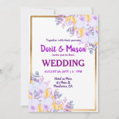 Gold, Gerahmt, Lila und Gold Einladung (Vorderseite)