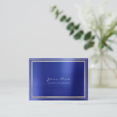 Gold Gerahmt Minimal Metallic Cobalt Sapphire Blue Visitenkarte (Stehend Vorderseite)