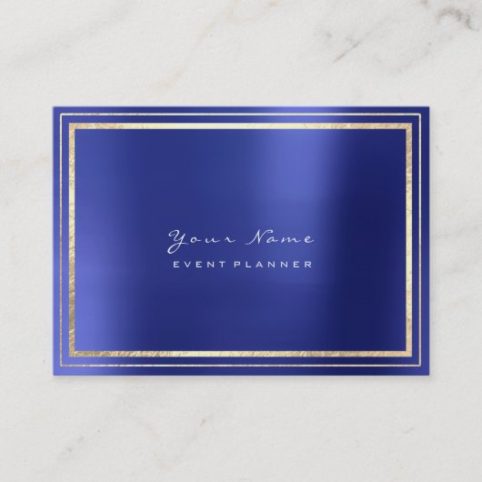 Gold Gerahmt Minimal Metallic Cobalt Sapphire Blue Visitenkarte (Vorderseite)