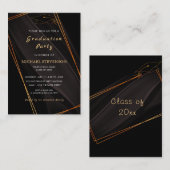 Gold Gerahmt Moderne Schwarze Grad Party Einladung (Vorne/Hinten)