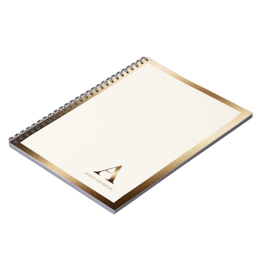 Gold Gerahmt Simple Gold Monogram | Ivory Off Whit Notizblock (Linke Seite)