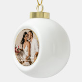 Gold Gerahmt unser erstes Weihnachtsfest Mr. & Mrs Keramik Kugel-Ornament (Rechts)