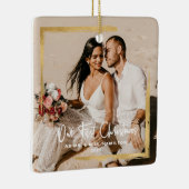 Gold Gerahmt unser erstes Weihnachtsfest Mr. & Mrs Keramikornament (Rechts)