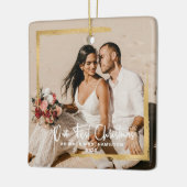 Gold Gerahmt unsere erste Weihnachtsfrau Mrs. Foto Keramikornament (Links)