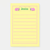 Gold Gerahmt Verziert rosa Blütengrafik Post-it Klebezettel (Vorderseite)