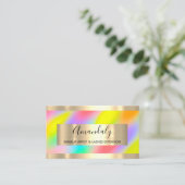 Gold Gerahmte Holographic Rainbow Modern Consultin Visitenkarte (Stehend Vorderseite)