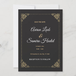 Gold gerahmte Save-the-Date-Hochzeitskarte elegant Einladung