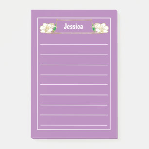 Gold Gerahmte Verzierte Blütengrafik Post-it Klebezettel