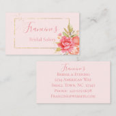 Gold Gerahmte Wasserfarbenpeony Bouquet Business C Visitenkarte (Vorne/Hinten)