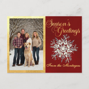 Gold Gerahmtes Foto und Crystal Snowflake Feiertagspostkarte