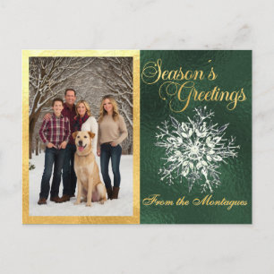 Gold Gerahmtes Foto und Crystal Snowflake Feiertagspostkarte