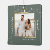 Gold Gerahmtes Foto Unser erstes Weihnachtsfest Ve Keramikornament (Links)