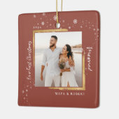 Gold Gerahmtes Foto Unser erstes Weihnachtsfest Ve Keramikornament (Links)