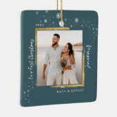 Gold Gerahmtes Foto Unser erstes Weihnachtsfest Ve Keramikornament (Rechts)