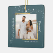 Gold Gerahmtes Foto Unser erstes Weihnachtsfest Ve Keramikornament (Links)