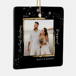 Gold Gerahmtes Foto Unser erstes Weihnachtsfest Ve Keramikornament