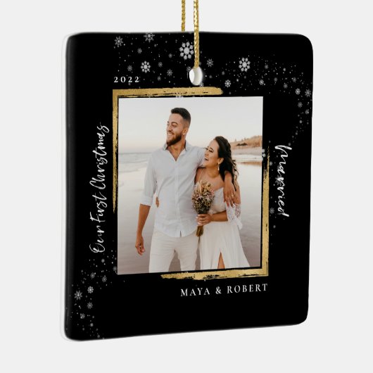 Gold Gerahmtes Foto Unser erstes Weihnachtsfest Ve Keramikornament (Rechts)