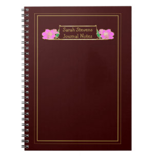 Gold Gerahmtes Verziertes Rosa-Floral-Notebook Notizblock