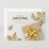 Gold Geschenkboxen Gold Schneeflocken Weihnachtsbä Feiertagspostkarte (Vorne/Hinten)