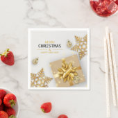 Gold Geschenkboxen Weihnachtsbälle Gold Schneefloc Serviette (Beispiel)