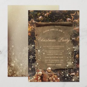 Gold Geschenke, Snowflakes Vintage Company Einladung