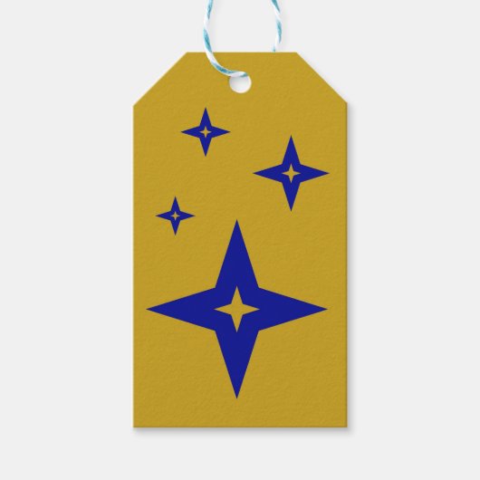 Gold-Geschenketiketten mit blauen Sternen Geschenkanhänger (Vorderseite)