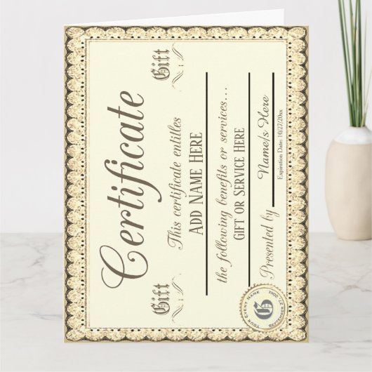 Gold-Geschenkgutschein Karte (Vorderseite)