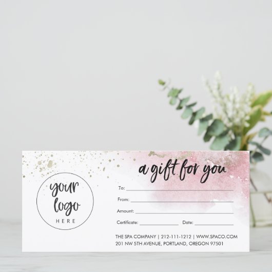 Gold-Geschenkgutschein mit Logo (Stehend Vorderseite)