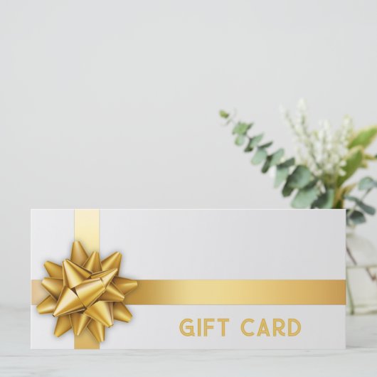 Gold Geschenkkarte Bow Satin Ribbon Trendweiße Ges (Stehend Vorderseite)