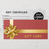 Gold Geschenkkarte Bow Satin Ribbon Trendy Red (Vorne/Hinten)