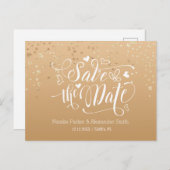 Gold gespielt | SAVE THE DATE Ankündigungspostkarte (Vorne/Hinten)