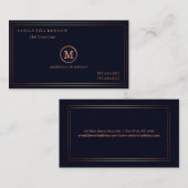 Gold gestreift Mit Monogramm Moderne Stylist Navy Visitenkarte (Vorne/Hinten)