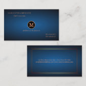 Gold gestreift Mit Monogramm Moderne Stylist Navy  Visitenkarte (Vorne/Hinten)