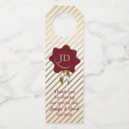 Gold gestreift mit rotem Siegel Hochzeitswein Flaschenanhänger