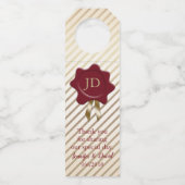 Gold gestreift mit rotem Siegel Hochzeitswein Flaschenanhänger (Rückseite)