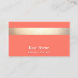 Gold gestreift Moderne, stilvolle Koralle Visitenkarte