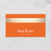 Gold gestreift Moderne, stilvolle Orange Visitenkarte (Vorderseite)
