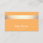 Gold gestreift Moderne, stilvolle Orange Visitenkarte (Vorderseite)